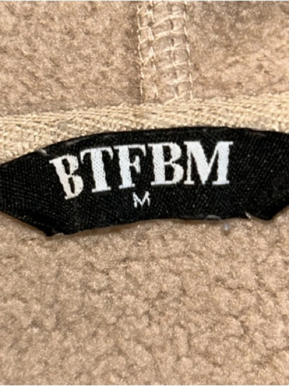 BTFBM Women’s Beige Zip-Up Hooded Sweatshirt Size M Pockets